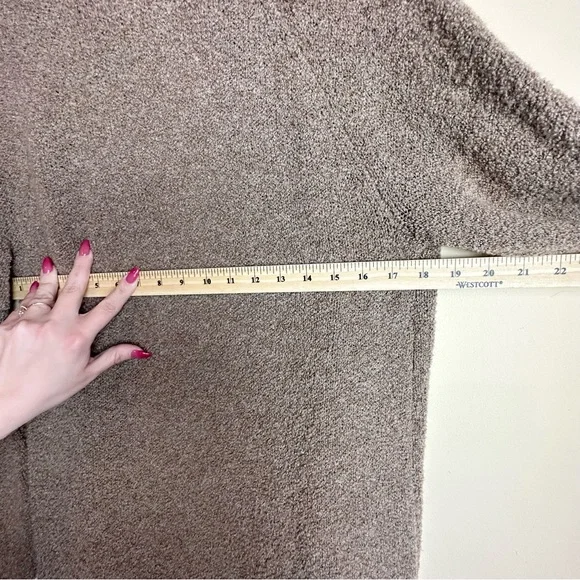 J. Jill Velvet Trim Merino Wool Silk Blend Brown Cardigan Duster Size Medium - Picture 14 of 16